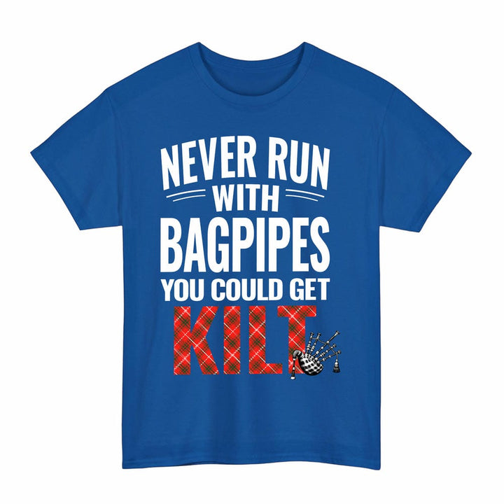 Scottish Duke of Rothesay Modern Clan Tartan Never Run With Bagpipes T-Shirt Tartan Plaid Royal Color