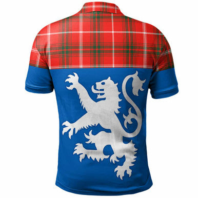 Scottish Duke of Rothesay Modern Clan Tartan Polo Shirt - Lion Rampant of Scotland With Flag Back Side Tartan Plaid