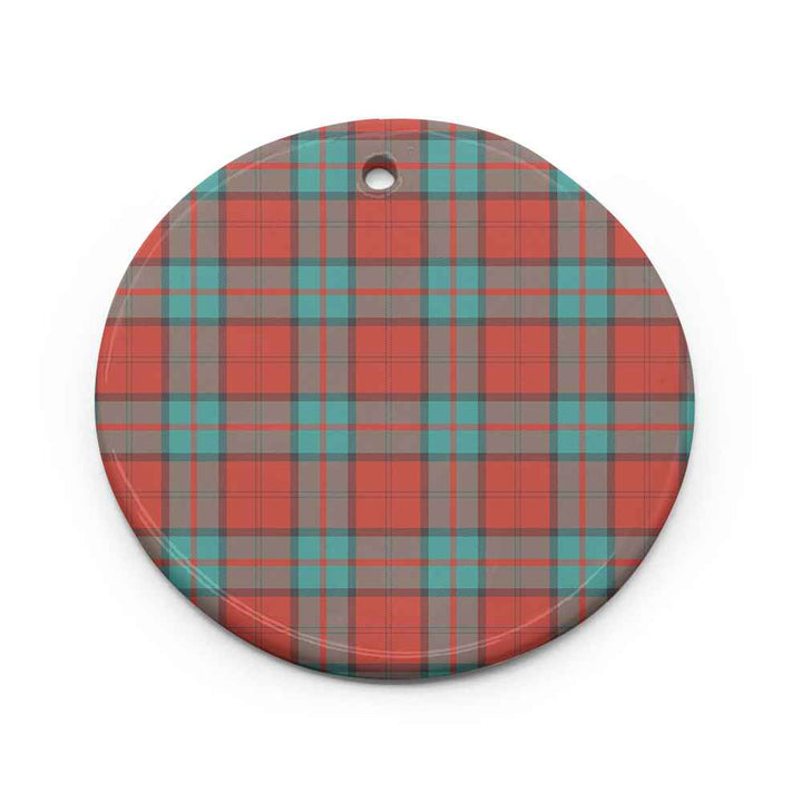 Scottish Dunbar Ancient Clan Tartan Ceramic Ornament Circle Shape Tartan Plaid