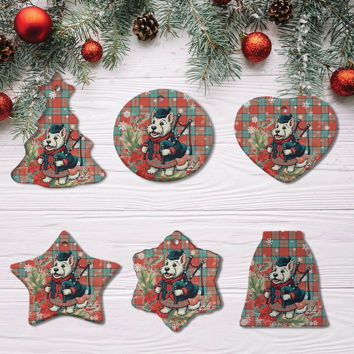 Scottish Dunbar Ancient Clan Tartan Ceramic Ornament Cute Scottish Terrier Dog All Style Tartan Plaid