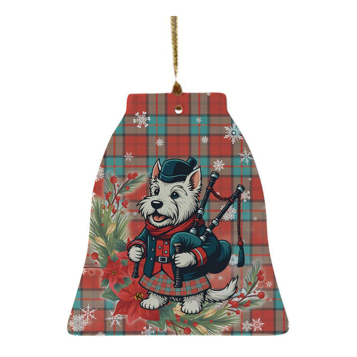 Scottish Dunbar Ancient Clan Tartan Ceramic Ornament Cute Scottish Terrier Dog Bell Style Tartan Plaid