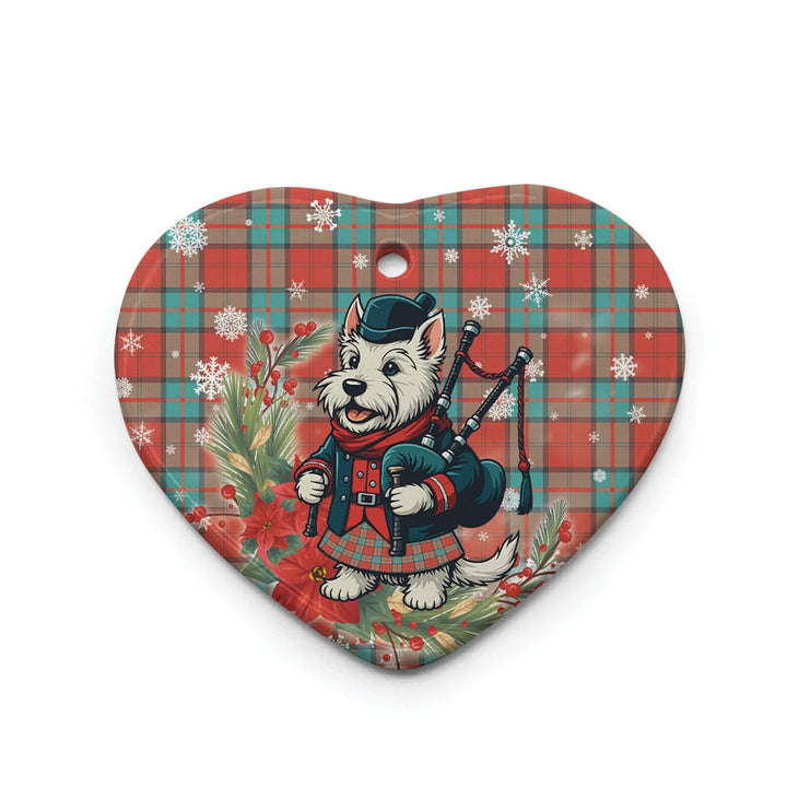 Scottish Dunbar Ancient Clan Tartan Ceramic Ornament Cute Scottish Terrier Dog Heart Style Tartan Plaid