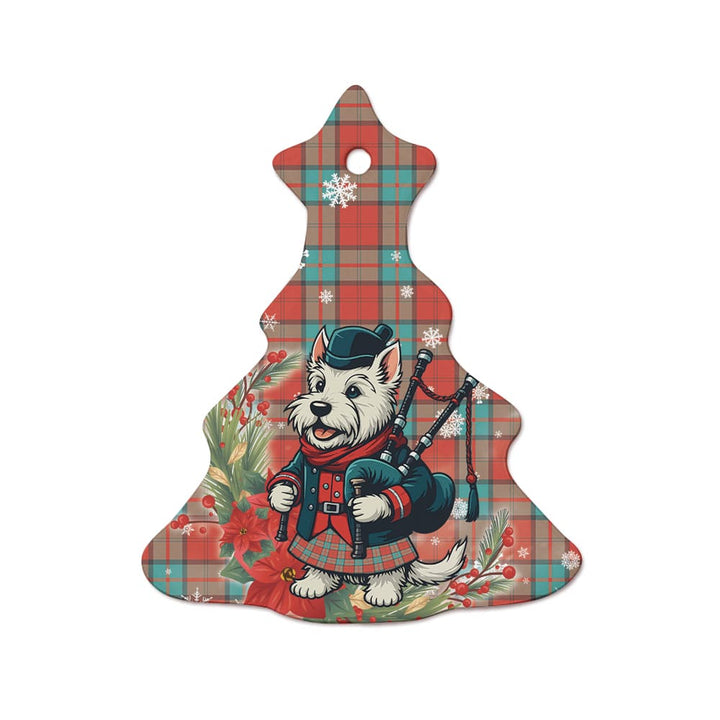 Scottish Dunbar Ancient Clan Tartan Ceramic Ornament Cute Scottish Terrier Dog Tree Style Tartan Plaid