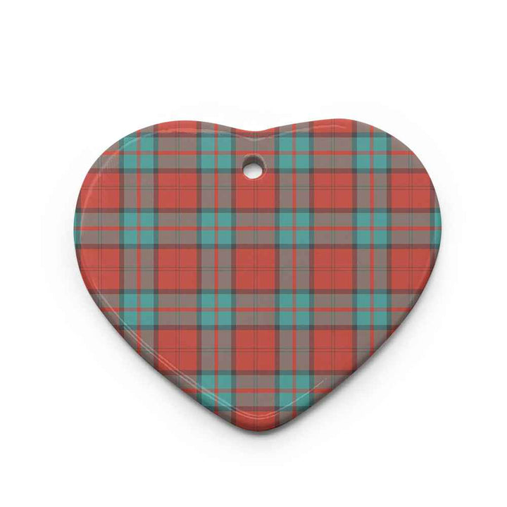 Scottish Dunbar Ancient Clan Tartan Ceramic Ornament Heart Shape Tartan Plaid