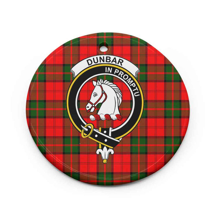 Scottish Dunbar Clan Crest Tartan Ceramic Ornament Circle Shape Tartan Plaid