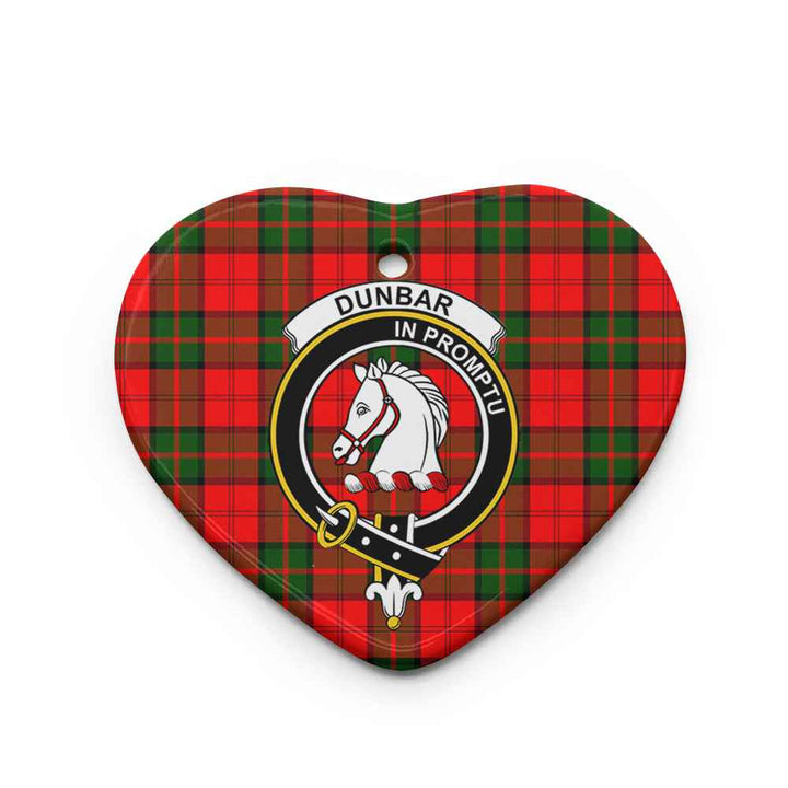 Scottish Dunbar Clan Crest Tartan Ceramic Ornament Heart Shape Tartan Plaid