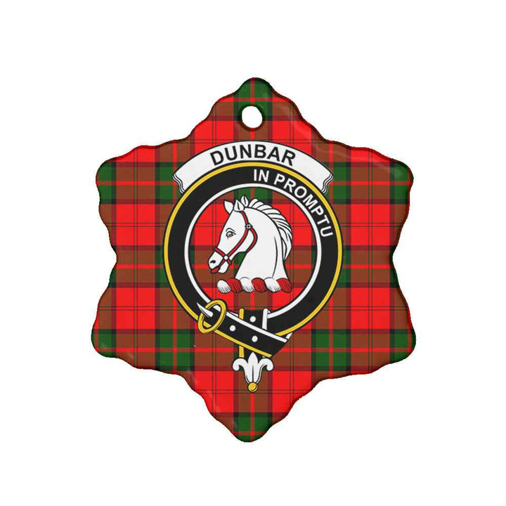 Scottish Dunbar Clan Crest Tartan Ceramic Ornament Snow Flake Shape Tartan Plaid