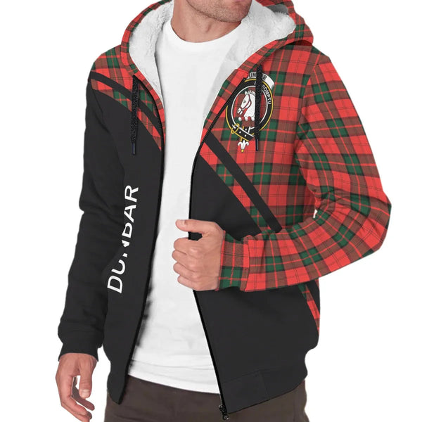 Scottish Dunbar Clan Crest Tartan Curve Sherpa Hoodie
