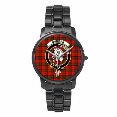 Scottish Dunbar Clan Crest Tartan Folding Clasp Steel Quartz Watches Tartan Plaid Black 1