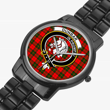 Scottish Dunbar Clan Crest Tartan Folding Clasp Steel Quartz Watches Tartan Plaid Black 2
