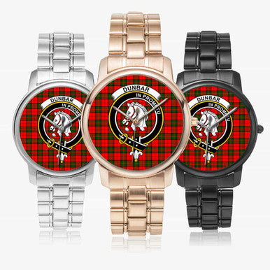 Scottish Dunbar Clan Crest Tartan Folding Clasp Steel Quartz Watches Tartan Plaid All