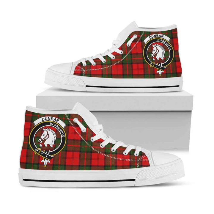 Scottish Dunbar Clan Crest Tartan High Top Shoes White Sole Tartan Plaid
