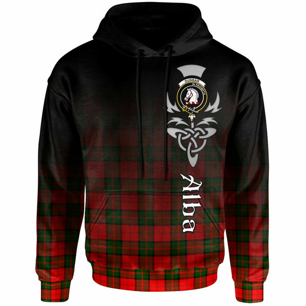 Scottish Dunbar Clan Crest Tartan Hoodie - Alba Gu Brath Family Crest Celtic Inspired Front Side Tartan Plaid