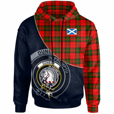 Scottish Dunbar Clan Crest Tartan Hoodie - Bend Style Front Side Tartan Plaid