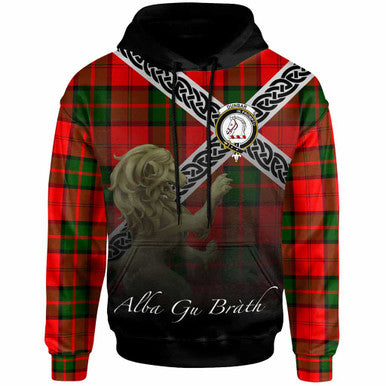 Scottish Dunbar Clan Crest Tartan Hoodie - Scotland Lion Front Side Tartan Plaid