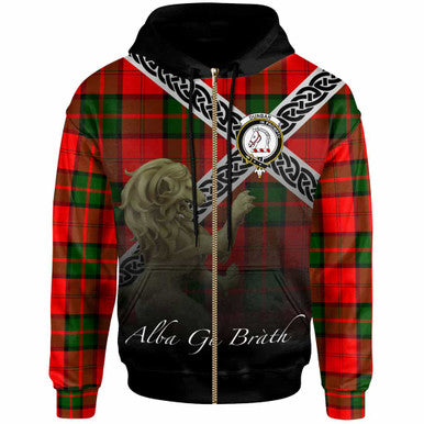 Scottish Dunbar Clan Crest Tartan Hoodie - Scotland Lion Zip-up Tartan Plaid