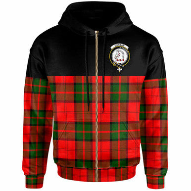 Scottish Dunbar Clan Crest Tartan Hoodie - Horizontal Style Zip-up Tartan Plaid