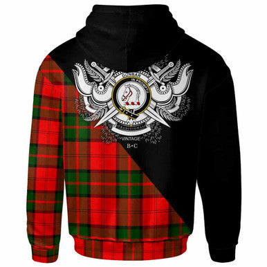 Scottish Dunbar Clan Crest Tartan Hoodie - Military Logo Back Side Tartan Plaid