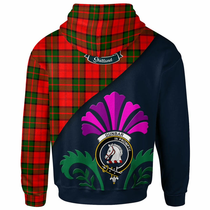 Scottish Dunbar Clan Crest Tartan Hoodie - Scotland Thistle Style Back Side Tartan Plaid