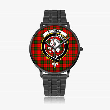 Scottish Dunbar Clan Crest Tartan Instafamous Steel Quartz Watches Tartan Plaid Black 1