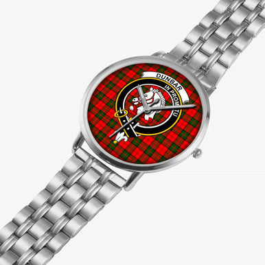 Scottish Dunbar Clan Crest Tartan Instafamous Steel Quartz Watches Tartan Plaid Silver 2