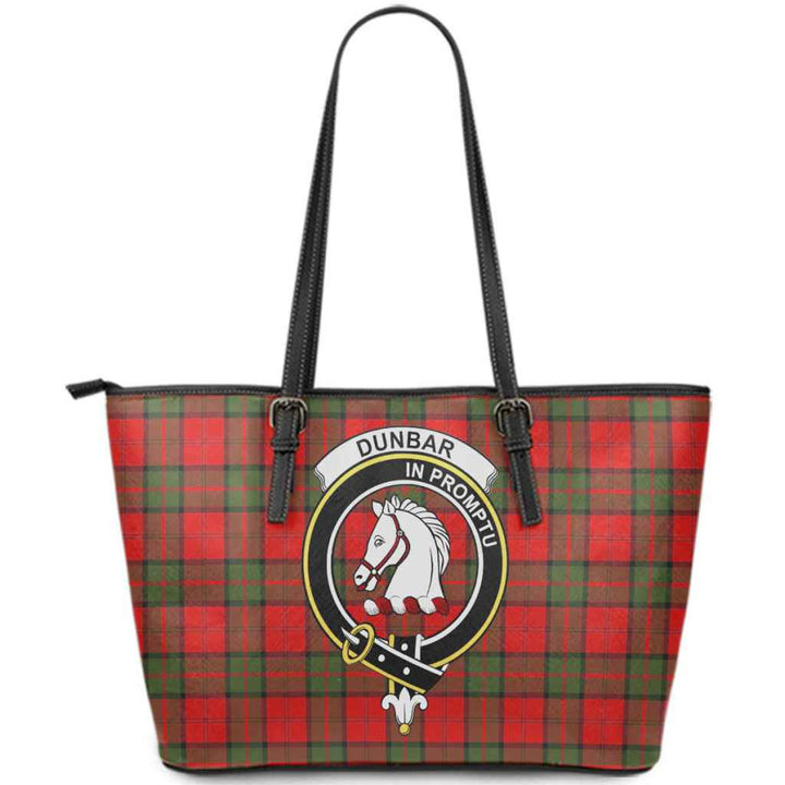 Scottish Dunbar Clan Crest Tartan Leather Tote Tartan Plaid
