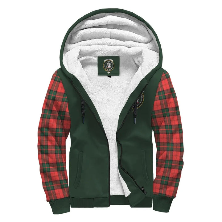 Scottish Dunbar Clan Crest Tartan Plaid Sleeve Sherpa Hoodie