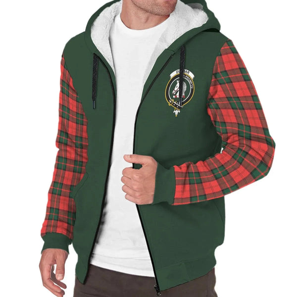 Scottish Dunbar Clan Crest Tartan Plaid Sleeve Sherpa Hoodie