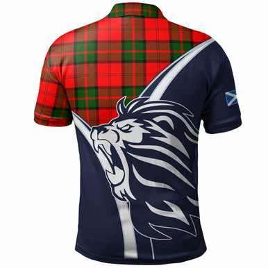 Scottish Dunbar Clan Crest Tartan Polo Shirt - Scottish Flag With Lion Back Side Tartan Plaid