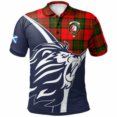 Scottish Dunbar Clan Crest Tartan Polo Shirt - Scottish Flag With Lion Front Side Tartan Plaid