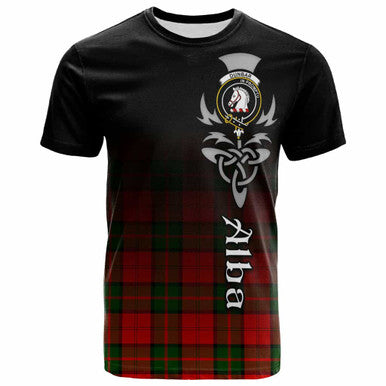 Scottish Dunbar Clan Crest Tartan T-Shirt - Alba Gu Brath Family Crest Celtic Inspired Front Side Tartan Plaid