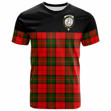 Scottish Dunbar Clan Crest Tartan T-Shirt - Horizontal Style Front Side Tartan Plaid