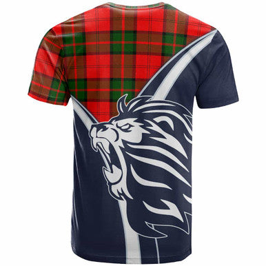 Scottish Dunbar Clan Crest Tartan T-Shirt - Scottish Flag With Lion Back Side Tartan Plaid