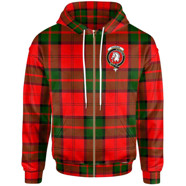 Scottish Dunbar Clan Crest Tartan Hoodie Zip Tartan Plaid
