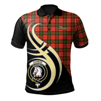 Scottish Dunbar Modern Clan Crest Tartan Polo Shirt Believe in Me Front Side Tartan Plaid