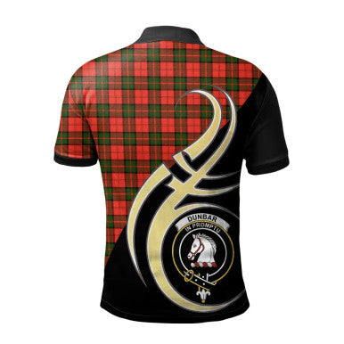 Scottish Dunbar Modern Clan Crest Tartan Polo Shirt Believe in Me Back Side Tartan Plaid
