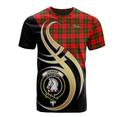 Scottish Dunbar Modern Clan Crest Tartan T-Shirt Believe in Me Front Side Tartan Plaid