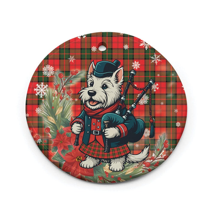 Scottish Dunbar Modern Clan Tartan Ceramic Ornament Cute Scottish Terrier Dog Circle Style Tartan Plaid
