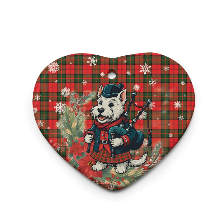 Scottish Dunbar Modern Clan Tartan Ceramic Ornament Cute Scottish Terrier Dog Heart Style Tartan Plaid