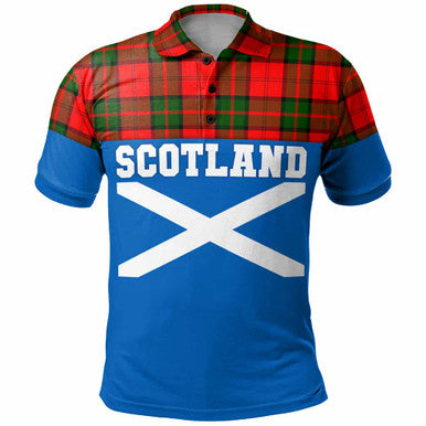 Scottish Dunbar Modern Clan Tartan Polo Shirt - Lion Rampant of Scotland With Flag Front Side Tartan Plaid