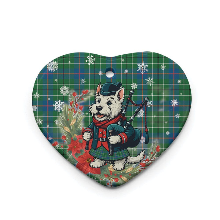 Scottish Duncan Ancient Clan Tartan Ceramic Ornament Cute Scottish Terrier Dog Heart Style Tartan Plaid