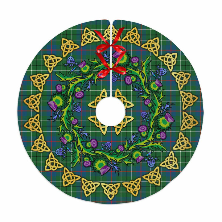 Scottish Duncan Ancient Clan Tartan Thistle Celtic Knot Christmas Tree Skirt No Tassels Tartan Plaid 1