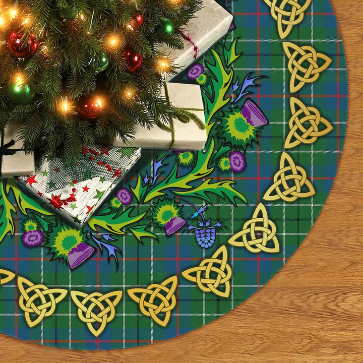 Scottish Duncan Ancient Clan Tartan Thistle Celtic Knot Christmas Tree Skirt No Tassels Tartan Plaid 2