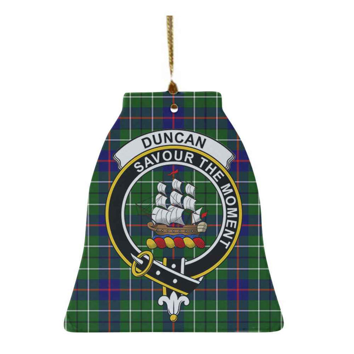 Scottish Duncan Clan Crest Tartan Ceramic Ornament Bell Shape Tartan Plaid