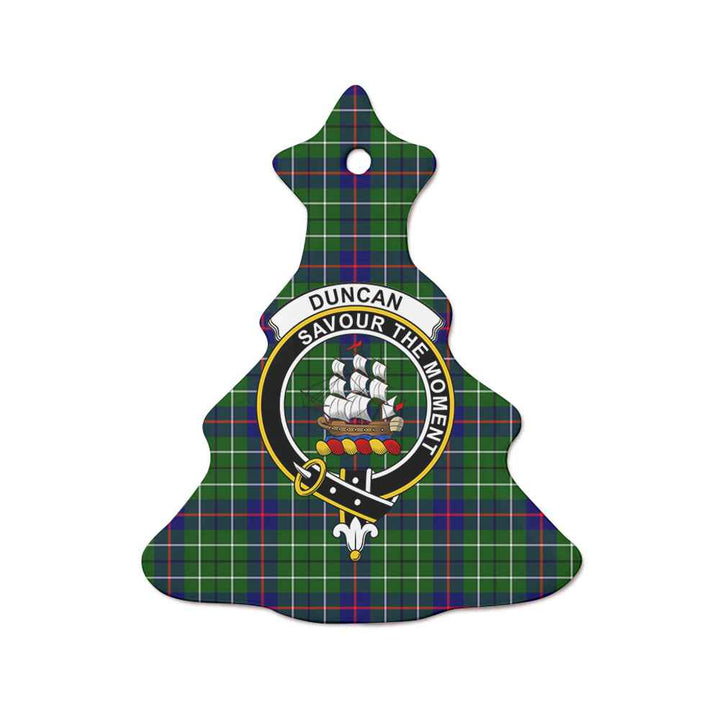 Scottish Duncan Clan Crest Tartan Ceramic Ornament Tree Shape Tartan Plaid