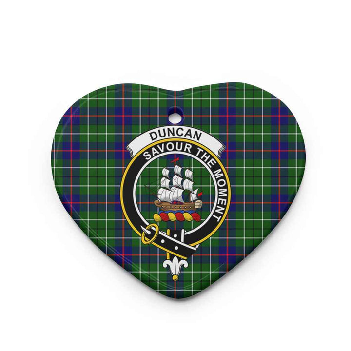 Scottish Duncan Clan Crest Tartan Ceramic Ornament Heart Shape Tartan Plaid