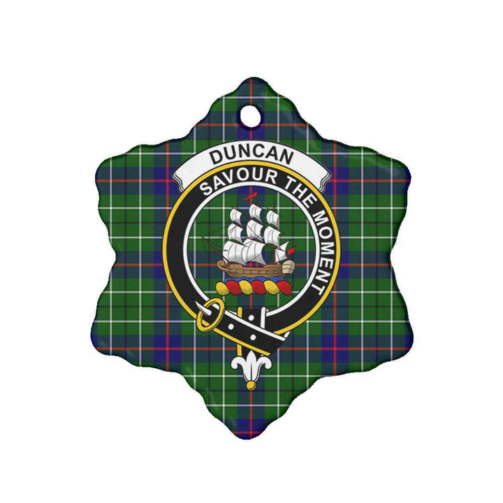 Scottish Duncan Clan Crest Tartan Ceramic Ornament Snow Flake Shape Tartan Plaid