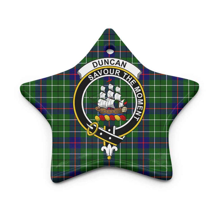 Scottish Duncan Clan Crest Tartan Ceramic Ornament Star Shape Tartan Plaid