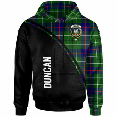 Scottish Duncan Clan Crest Tartan Curve Hoodie Front Side Tartan Plaid