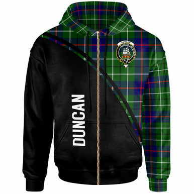 Scottish Duncan Clan Crest Tartan Curve Hoodie Zip-up Tartan Plaid